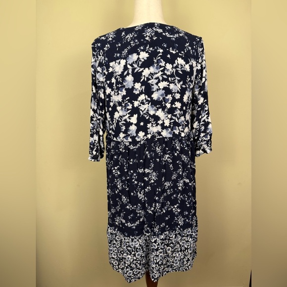 J Jill navy floral dress size small preowned - Picture 2 of 10